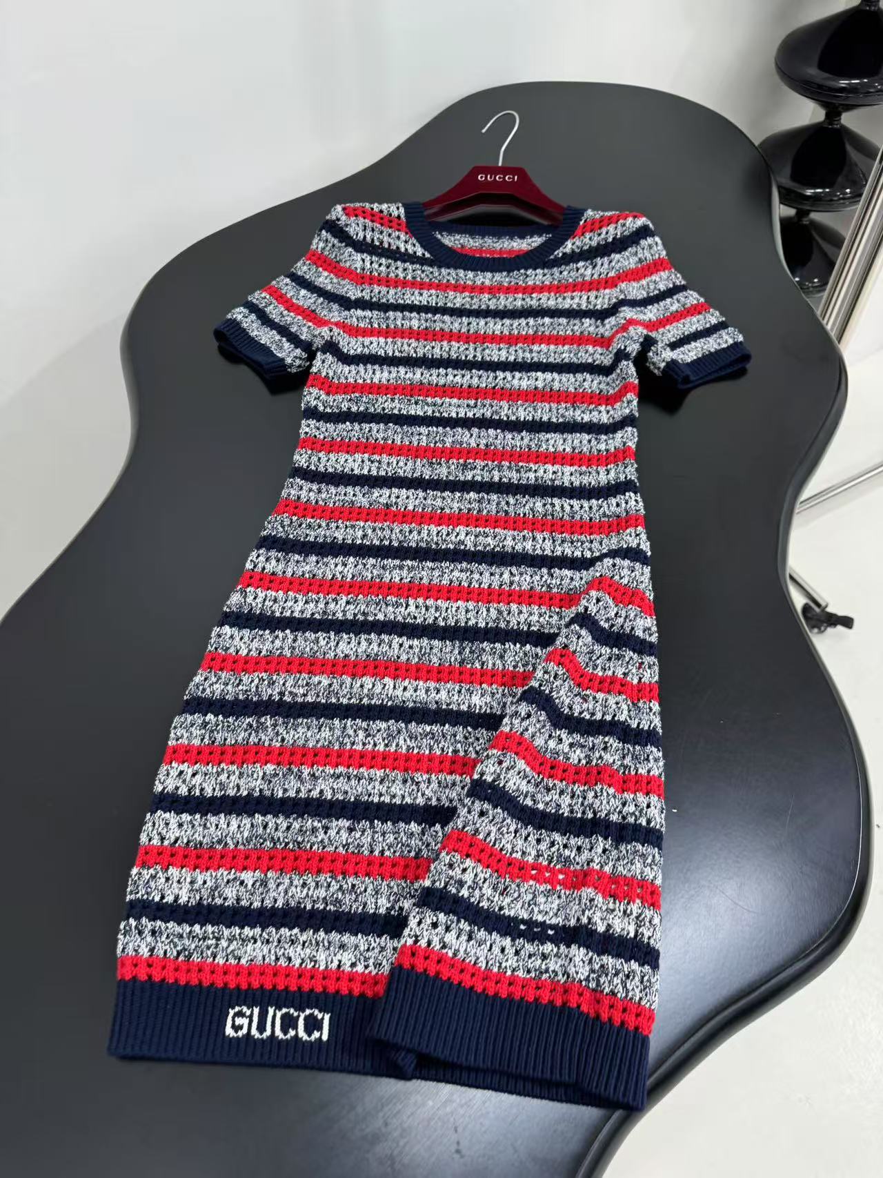 GUCCI ストライプ ファインコットンニット ドレス