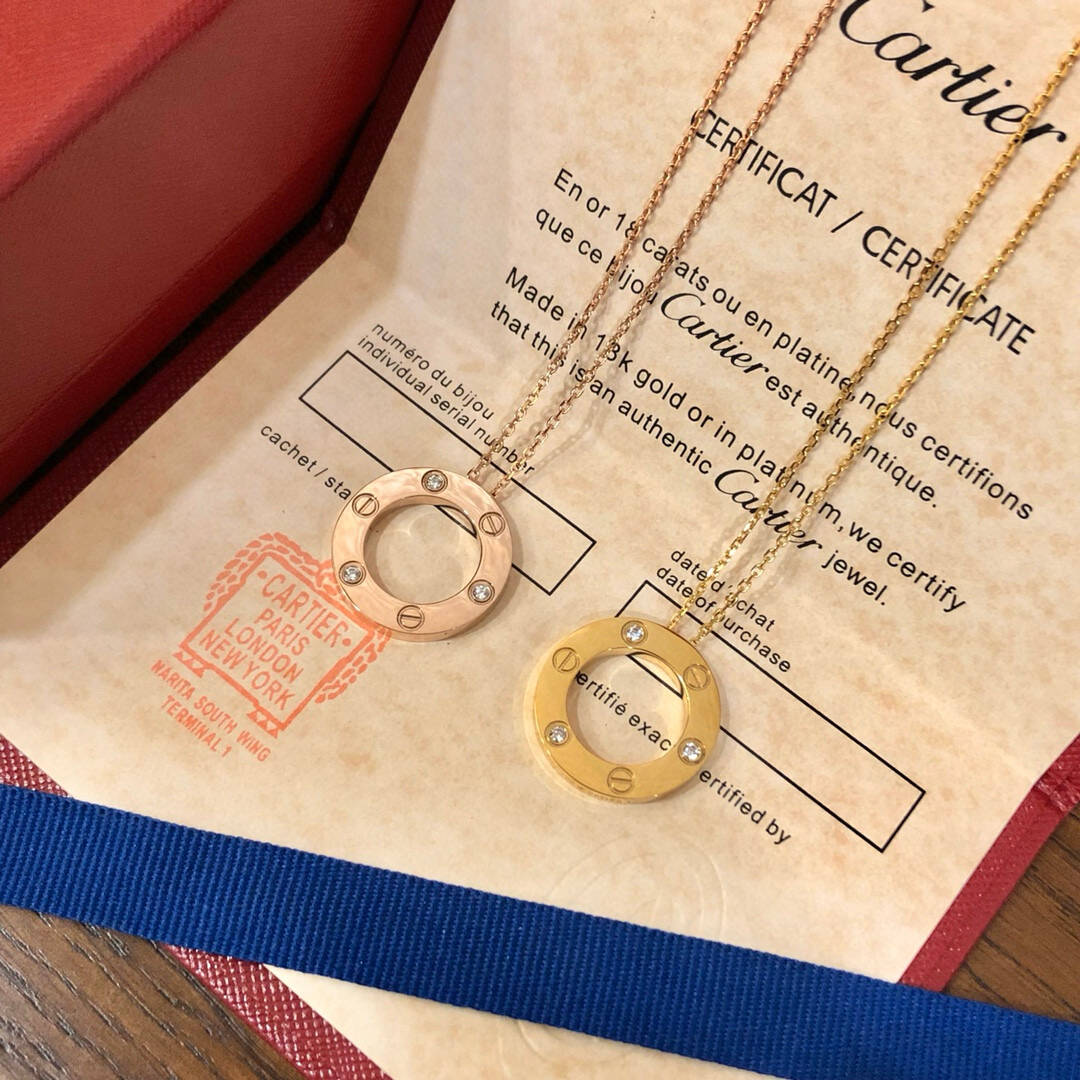 Love ネックレス、ダイヤモンド3石