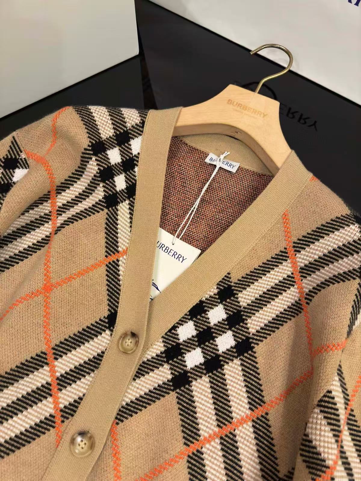 Burberry チェック ウールモヘアブレンド カーディガン