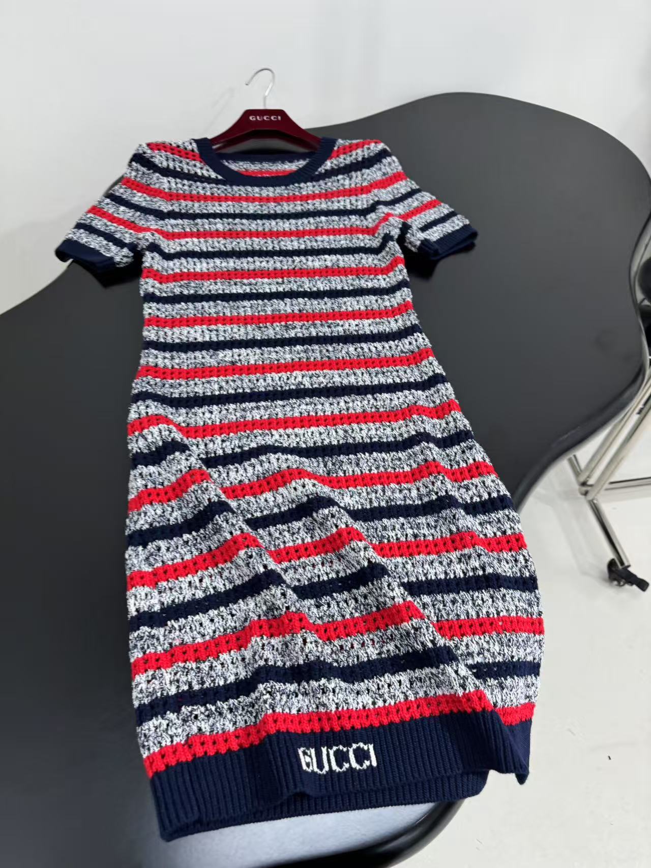 GUCCI ストライプ ファインコットンニット ドレス