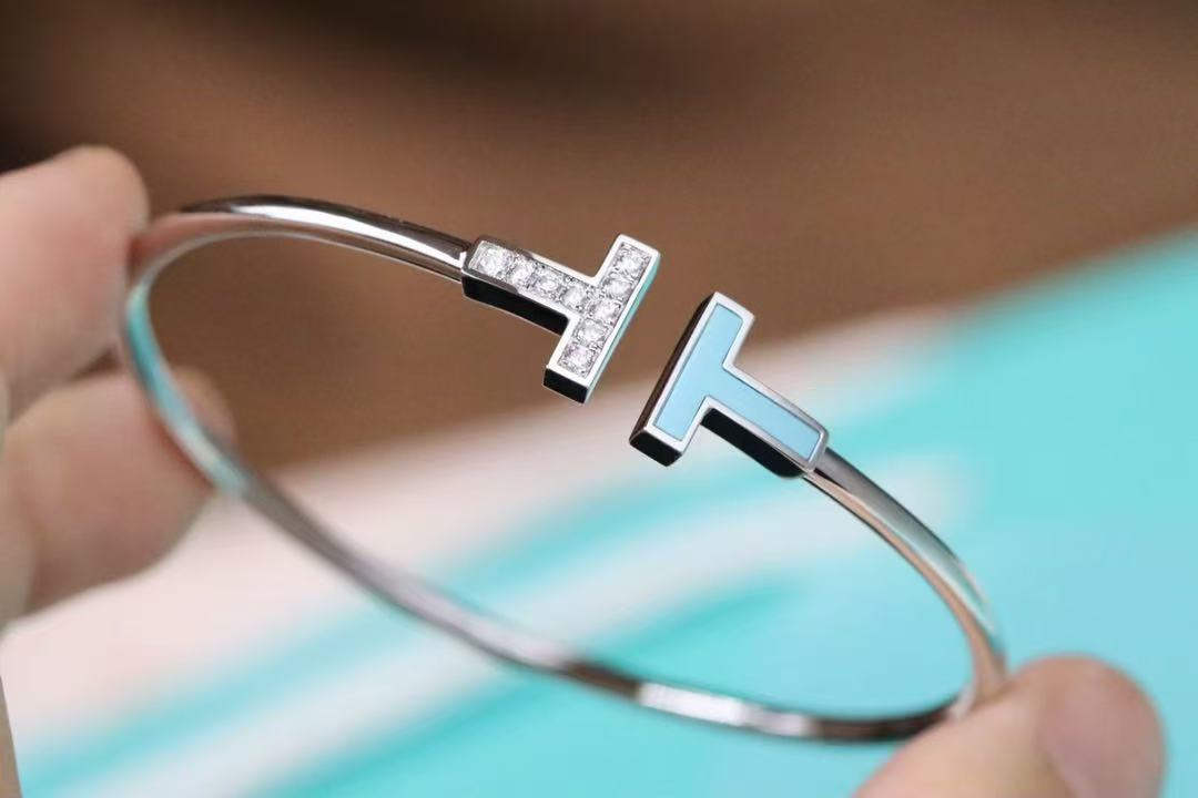 Tiffany ダイヤモンド ＆ ターコイズ ワイヤー ブレスレット ホワイトゴールド