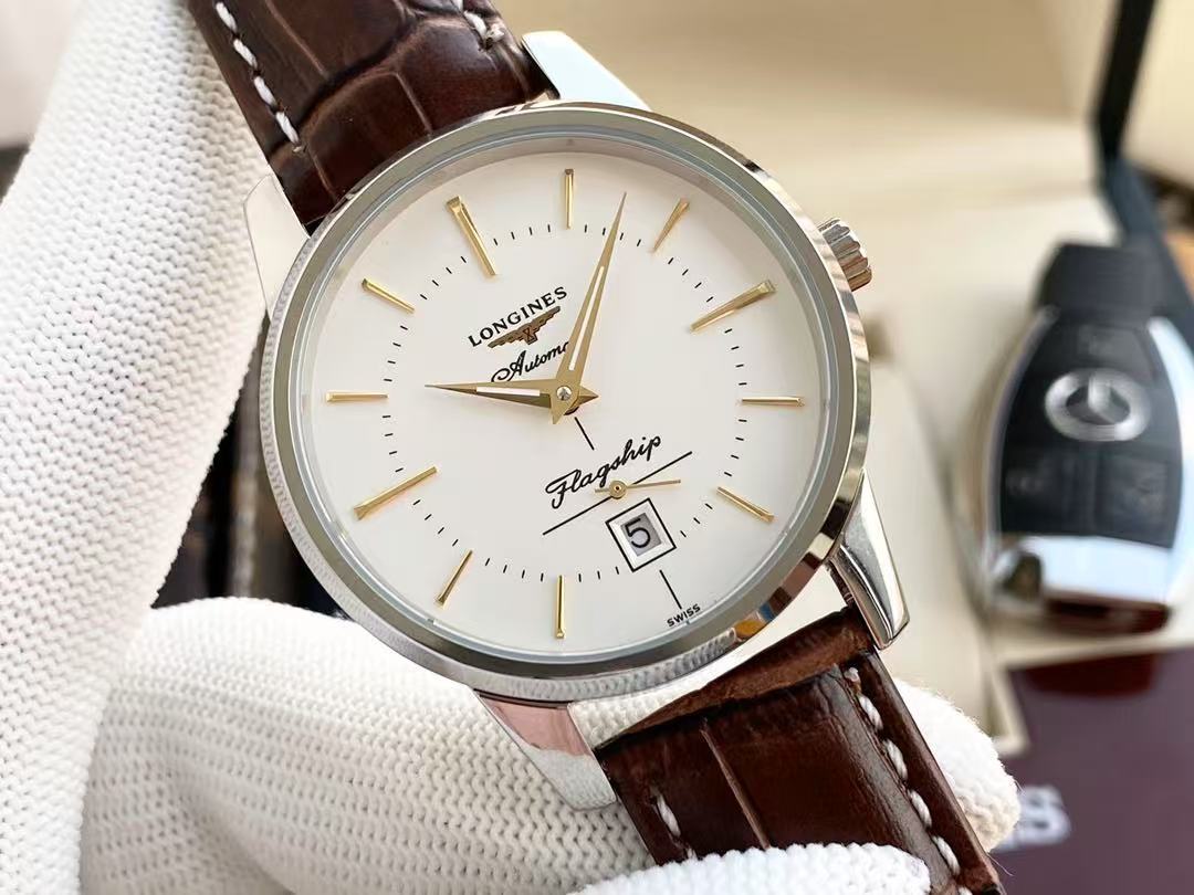 LONGINES  ロンジン  フラッグシップ ヘリテージ, L4.795.4.78.2, 自動巻 ウォッチ, Ø 38.50 mm, ステンレススティール.