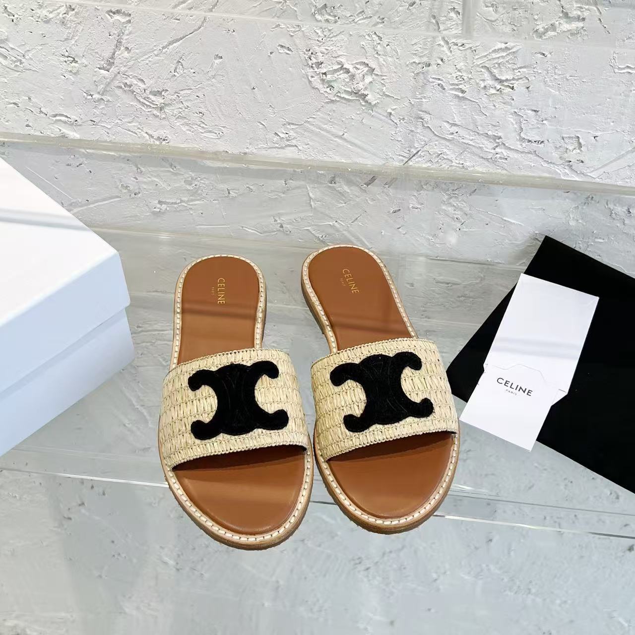 CELINE リンピア ミュール / ラフィア