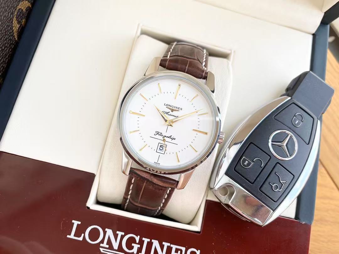LONGINES  ロンジン  フラッグシップ ヘリテージ, L4.795.4.78.2, 自動巻 ウォッチ, Ø 38.50 mm, ステンレススティール.