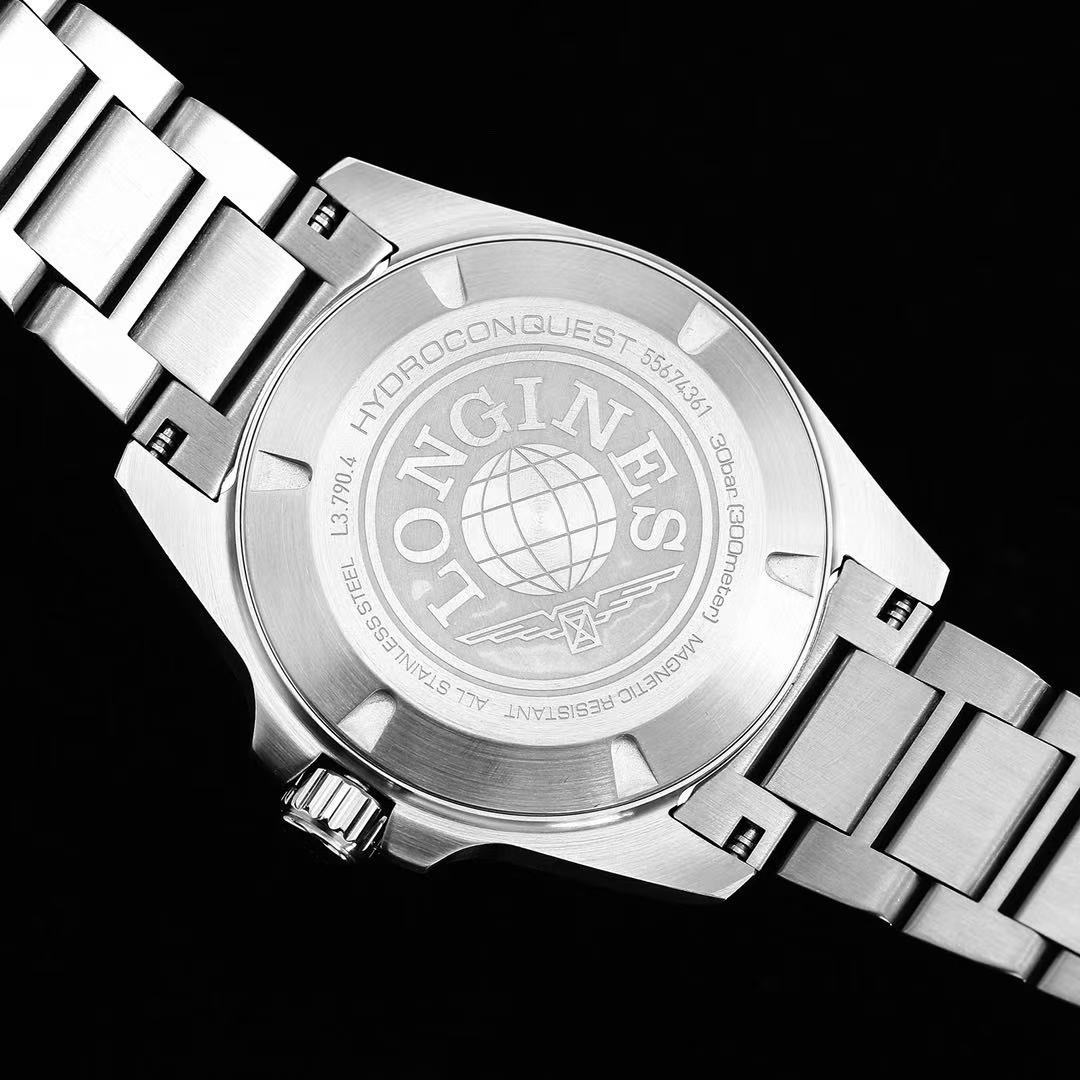 LONGINES  ロンジン  HYDROCONQUEST GMT, L3.790.4.96.6, 自動巻 ウォッチ, Ø 41.00 mm, ステンレススティールとセラミック.