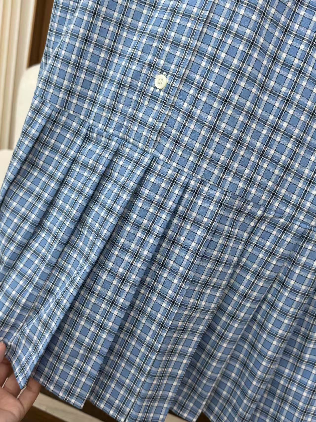 MIUMIU プリーツ入り チェック ポプリン ドレス