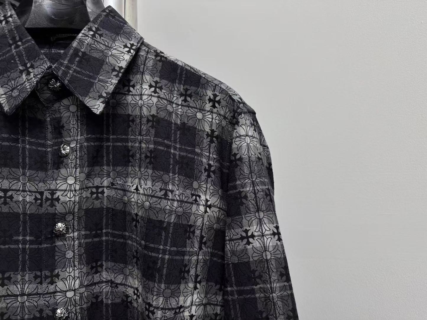 CHROME HEARTS クロムハーツ LOOSEENDS CHプラス 総柄 チェック ネルシャツ