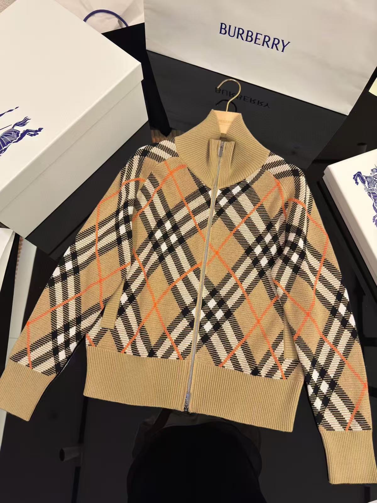 Burberry チェック ウールモヘアブレンド ジャケット