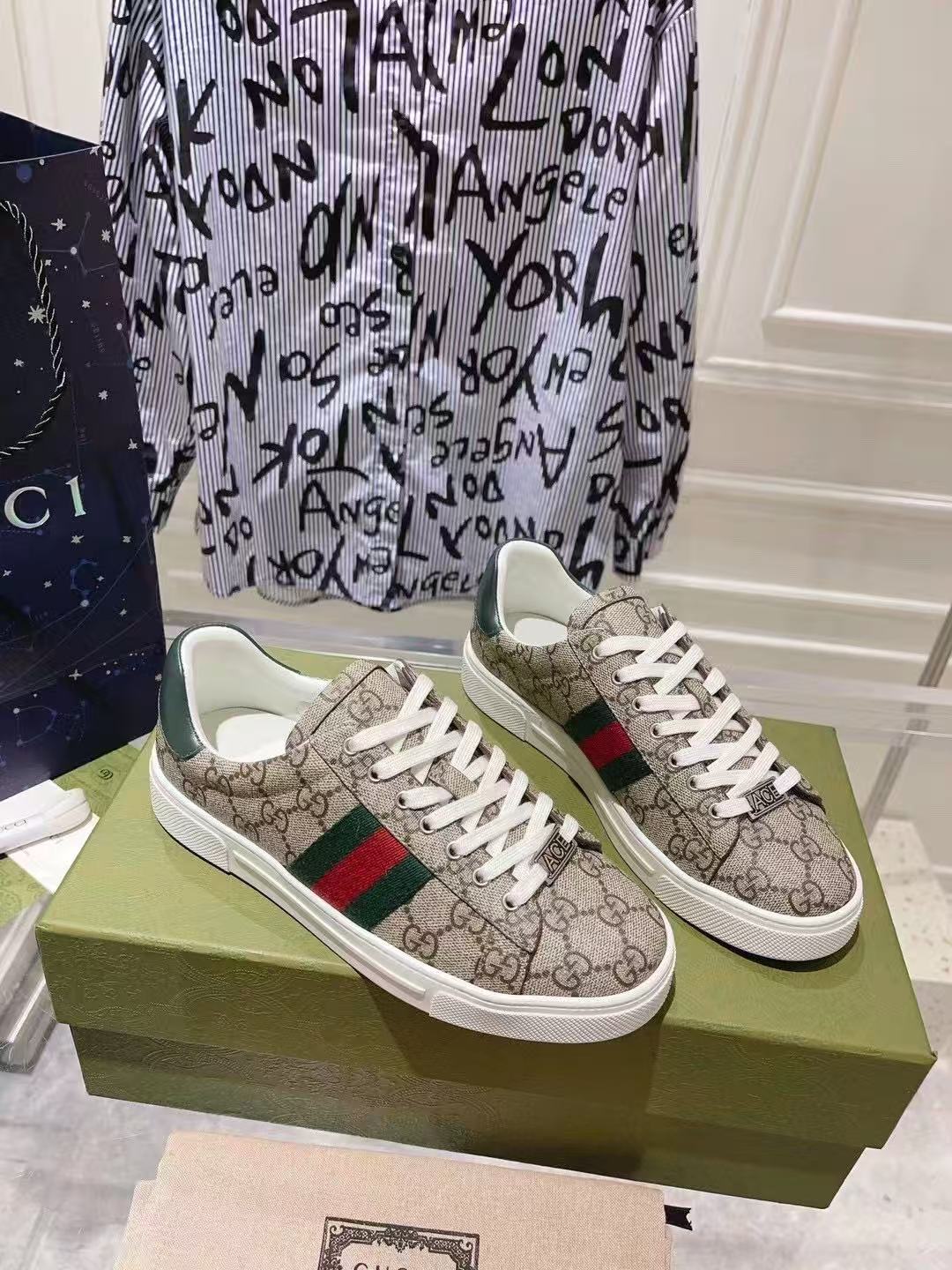 GUCCI 〔エース〕ウェブ ストライプ メンズ スニーカー