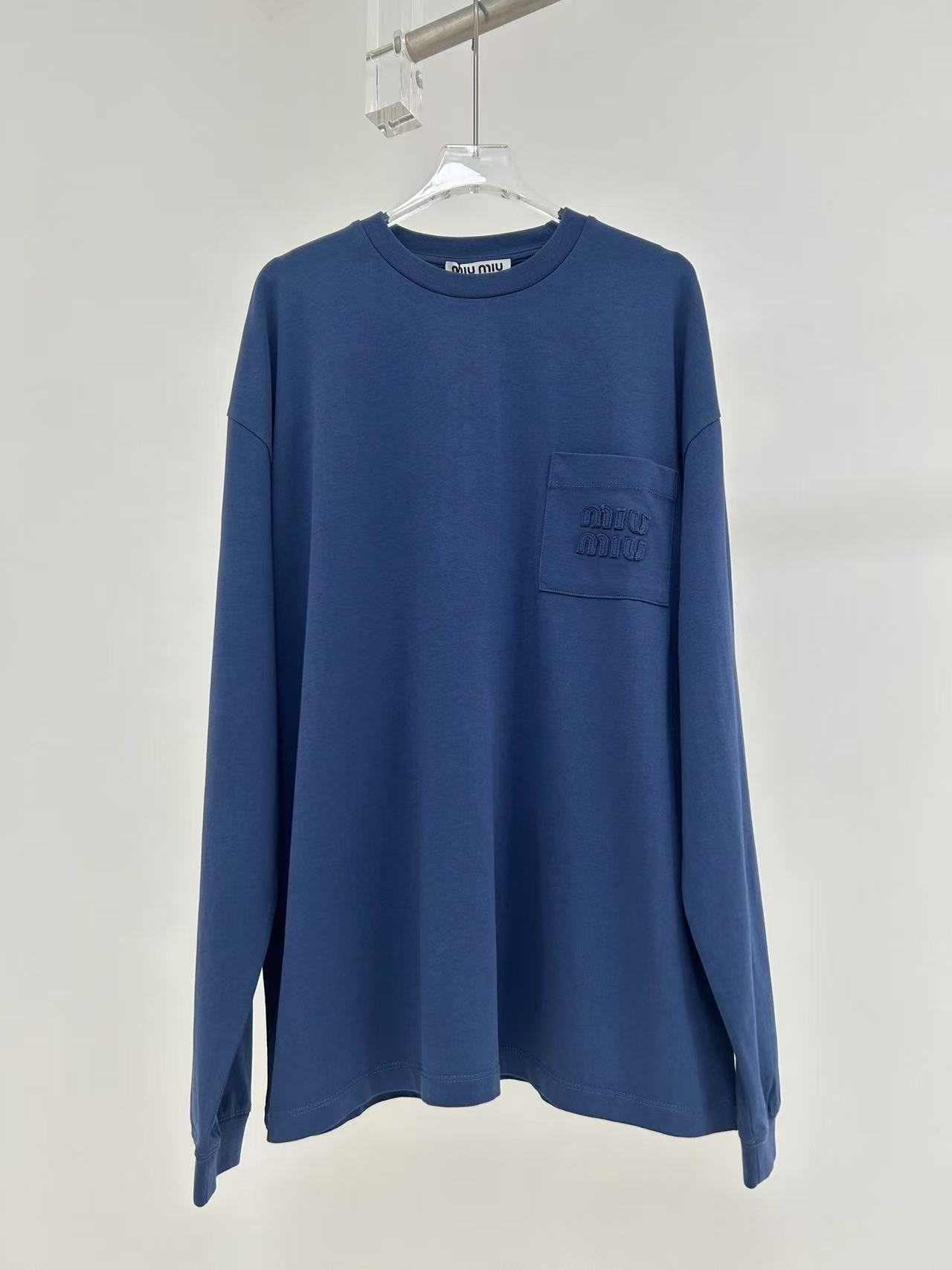 MIUMIU ガーメントダイ ジャージー 長袖Tシャツ