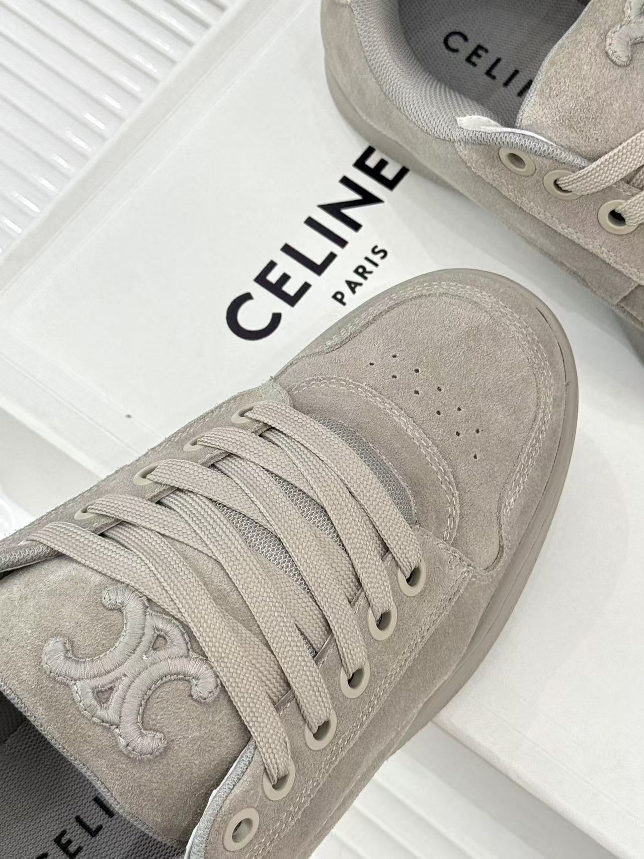 CELINE ハンティントン レースアップ ロースニーカー / スエードカーフスキン & メッシュ
