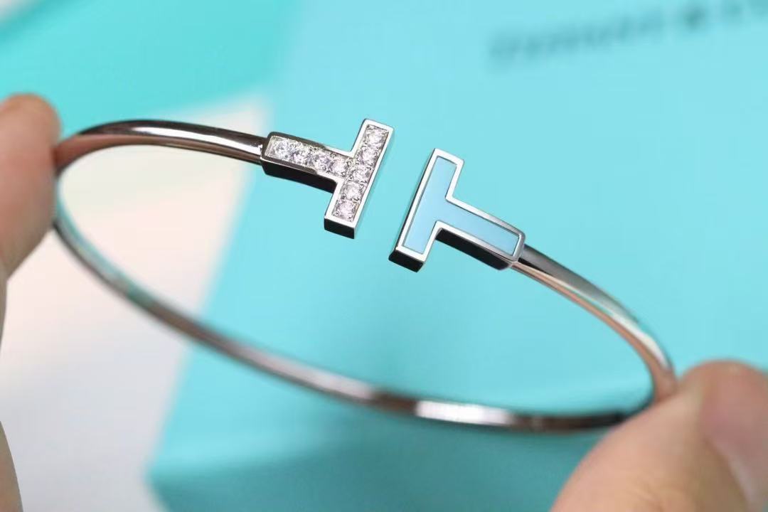 Tiffany ダイヤモンド ＆ ターコイズ ワイヤー ブレスレット ホワイトゴールド