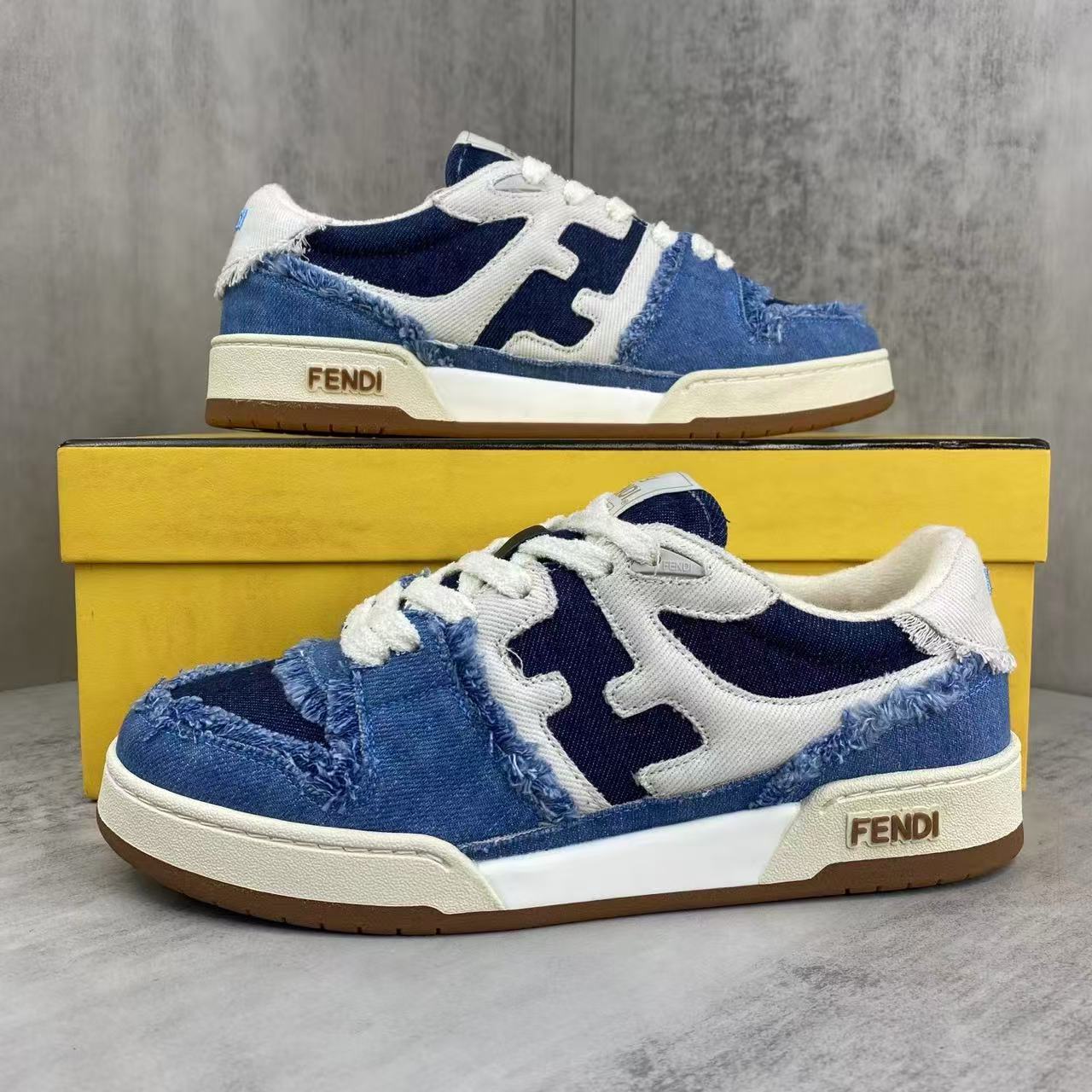 Fendi フェンディ マッチ ブルーデニム ロートップ