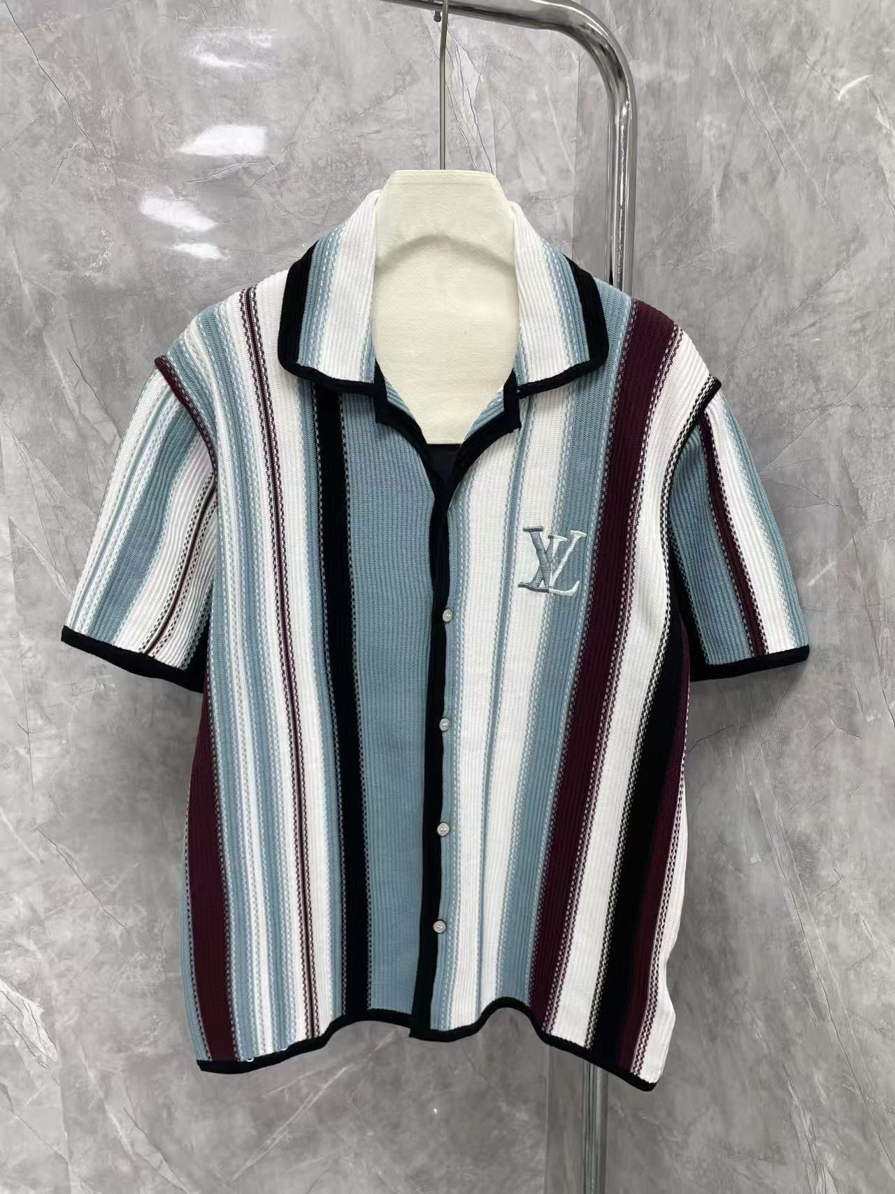 LV ストライプ  クロシェ ショートスリーブシャツ +ストライプ クロシェショーツ
