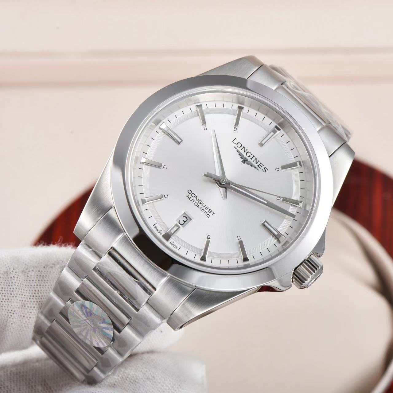 LONGINES  ロンジン  コンクエスト, L3.830.4.72.6, 自動巻 ウォッチ, Ø 41.00 mm, ステンレススティール.