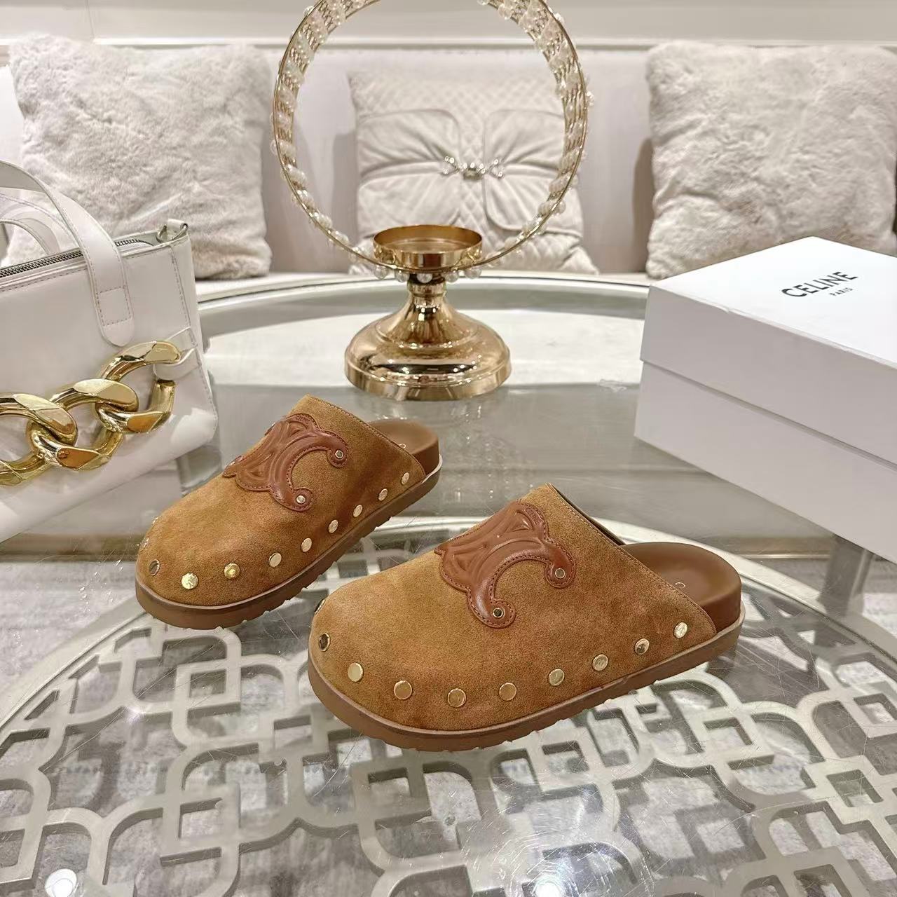 CELINE ピテア クロッグ / スエードカーフスキン