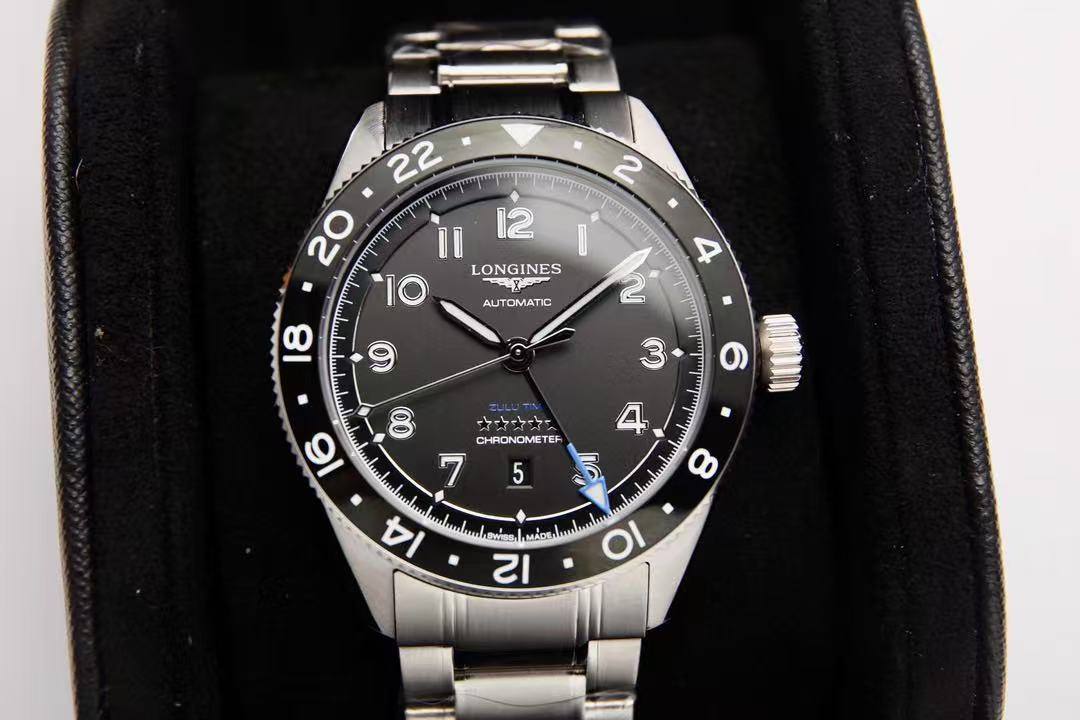 LONGINES  ロンジン  SPIRIT ZULU TIME, L3.812.4.53.6, 自動巻 ウォッチ, Ø 42.00 mm, ステンレススティールとセラミック.