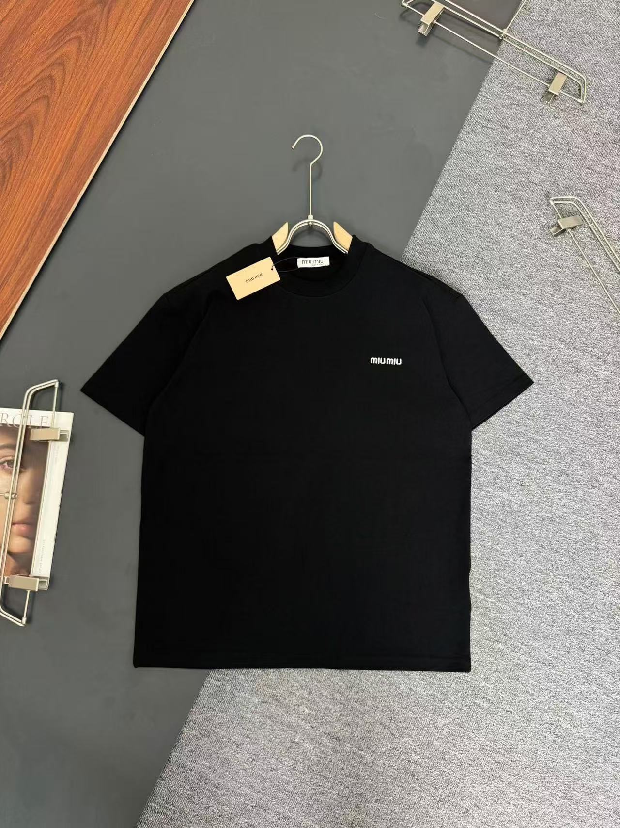 MIUMIU リブ編み ジャージー Tシャツ
