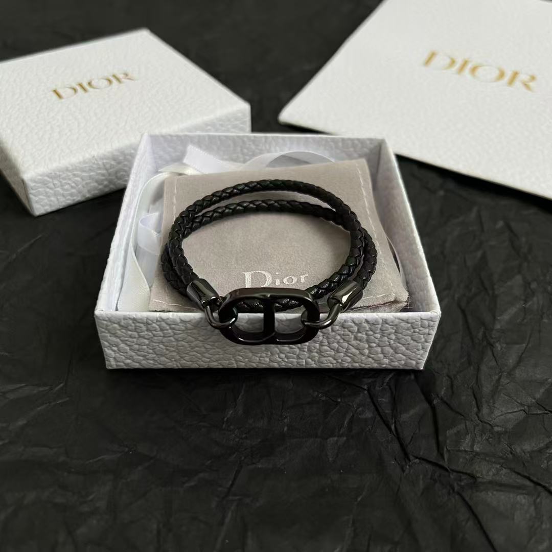 CD Icon ブレイドレザー ダブルブレスレット