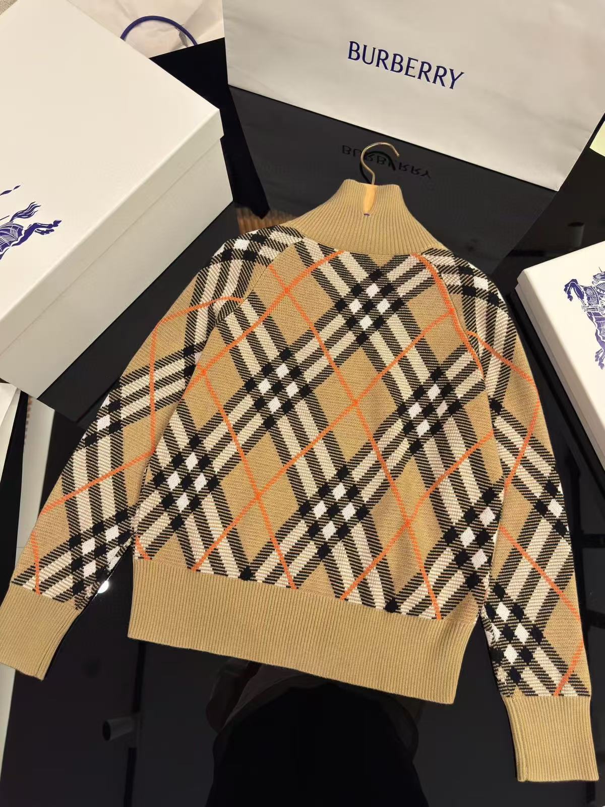 Burberry チェック ウールモヘアブレンド ジャケット