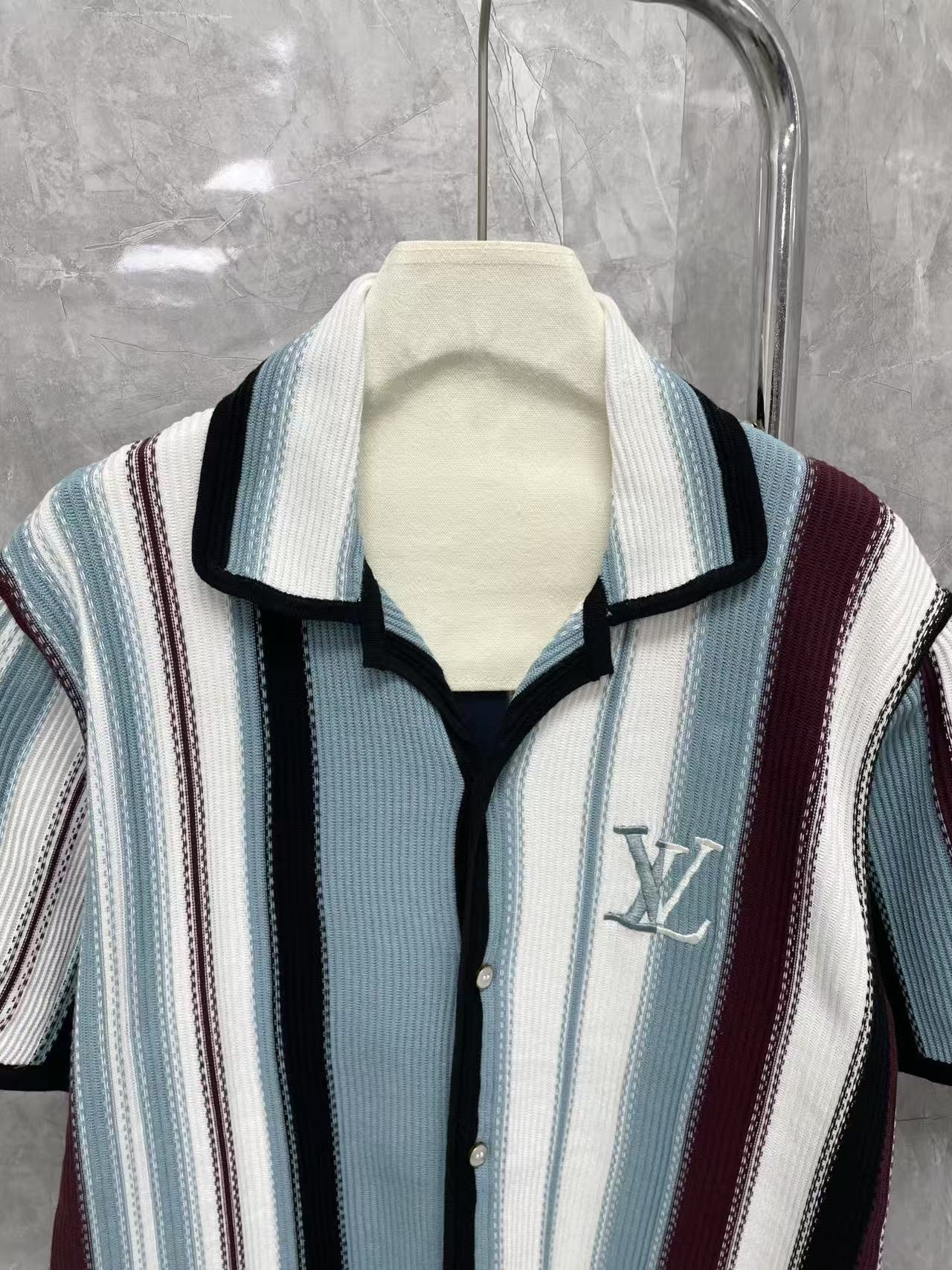 LV ストライプ  クロシェ ショートスリーブシャツ +ストライプ クロシェショーツ