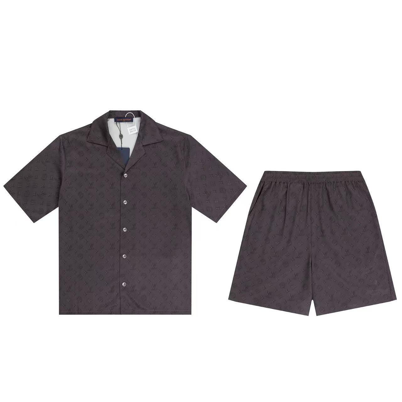 LV プリンテッドモノグラム ショートスリーブシルクシャツ+ショーツ