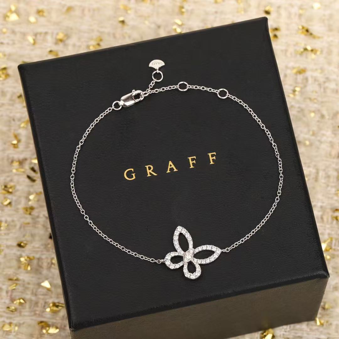 Graff ミニ バタフライ シルエット ダイヤモンド ブレスレット ホワイトゴールド