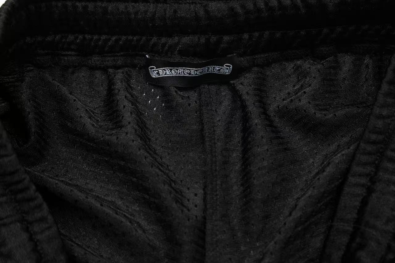 CHROME HEARTS (クロムハーツ) MESH VARSITY SHORTS CHプリントメッシュハーフパンツ ショートパンツ ブラック