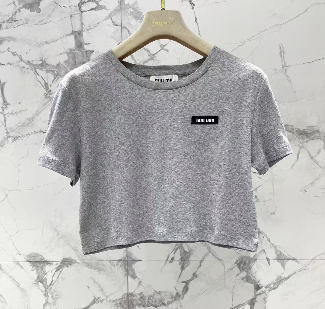 MIUMIU リブ編み ジャージー Tシャツ