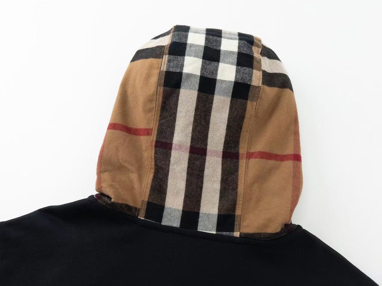 Burberry チェックフード コットン ジップフーディー