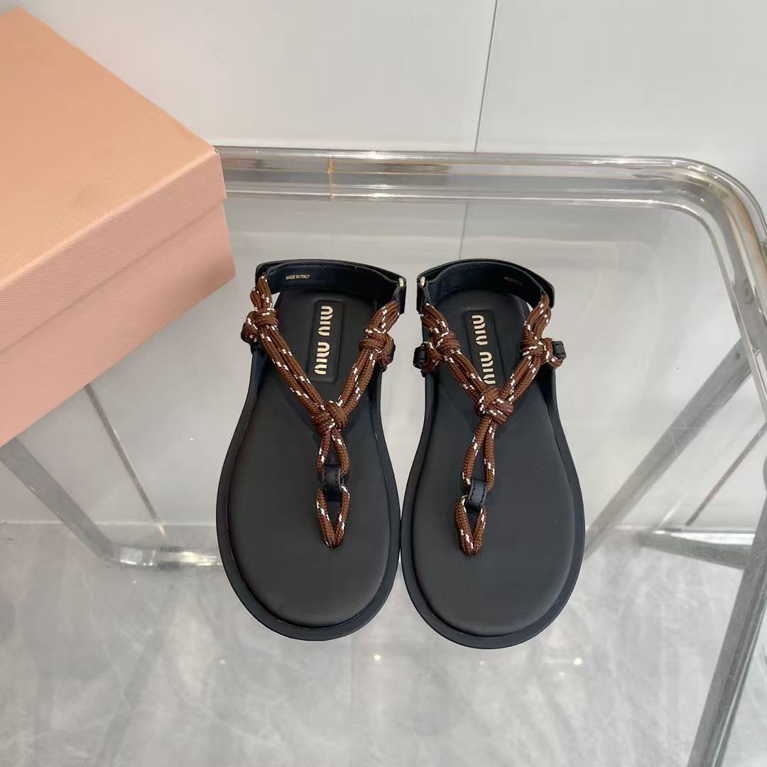 miumiu Riviere コードxレザー サンダル