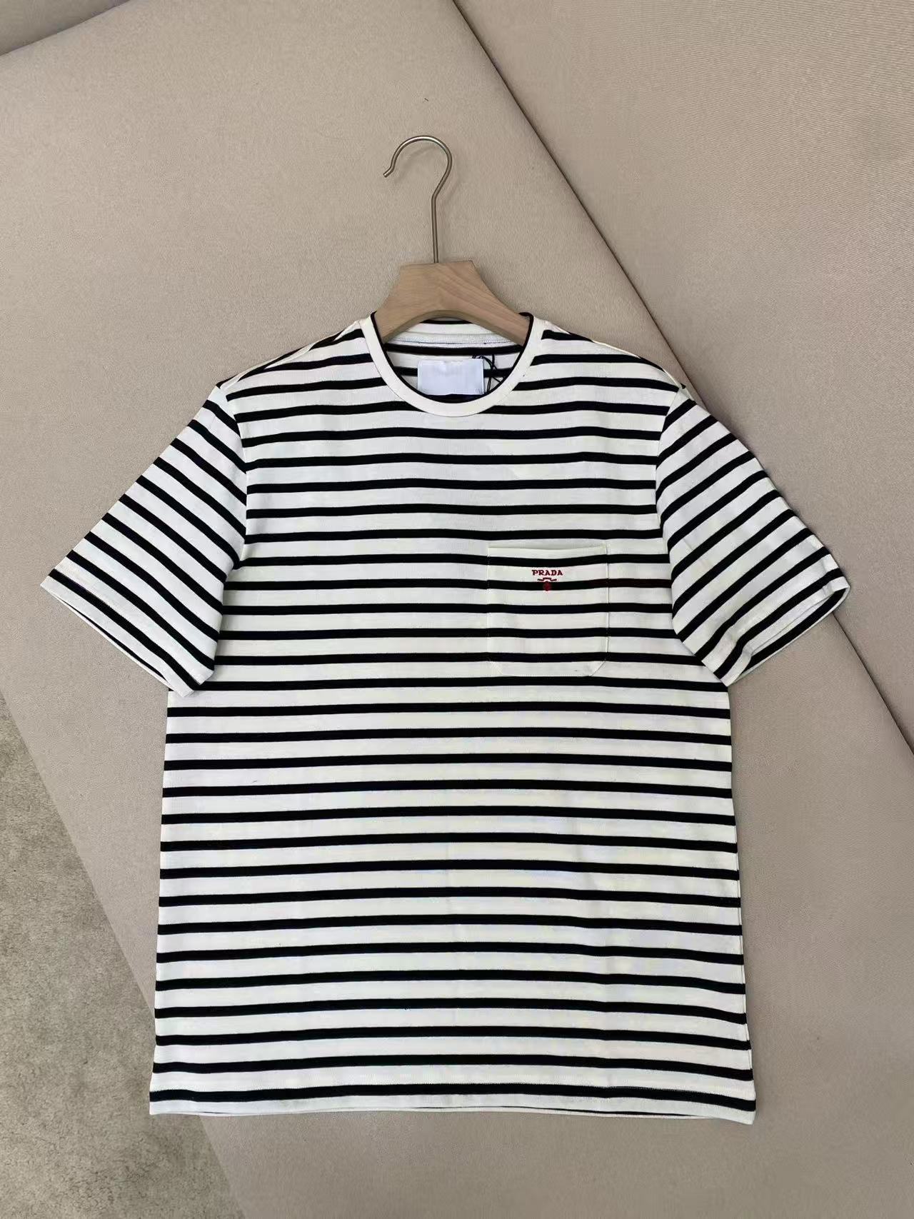 Prada ストライプ コットン Tシャツ