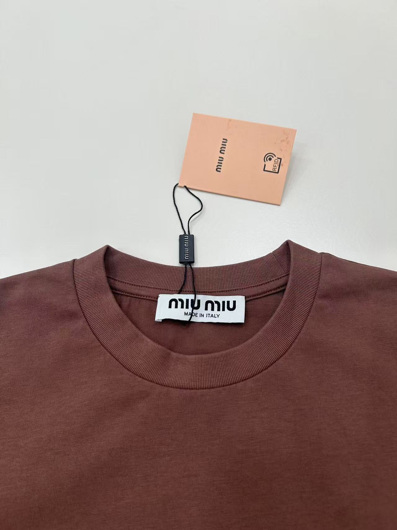 MIUMIU ガーメントダイ ジャージー 長袖Tシャツ