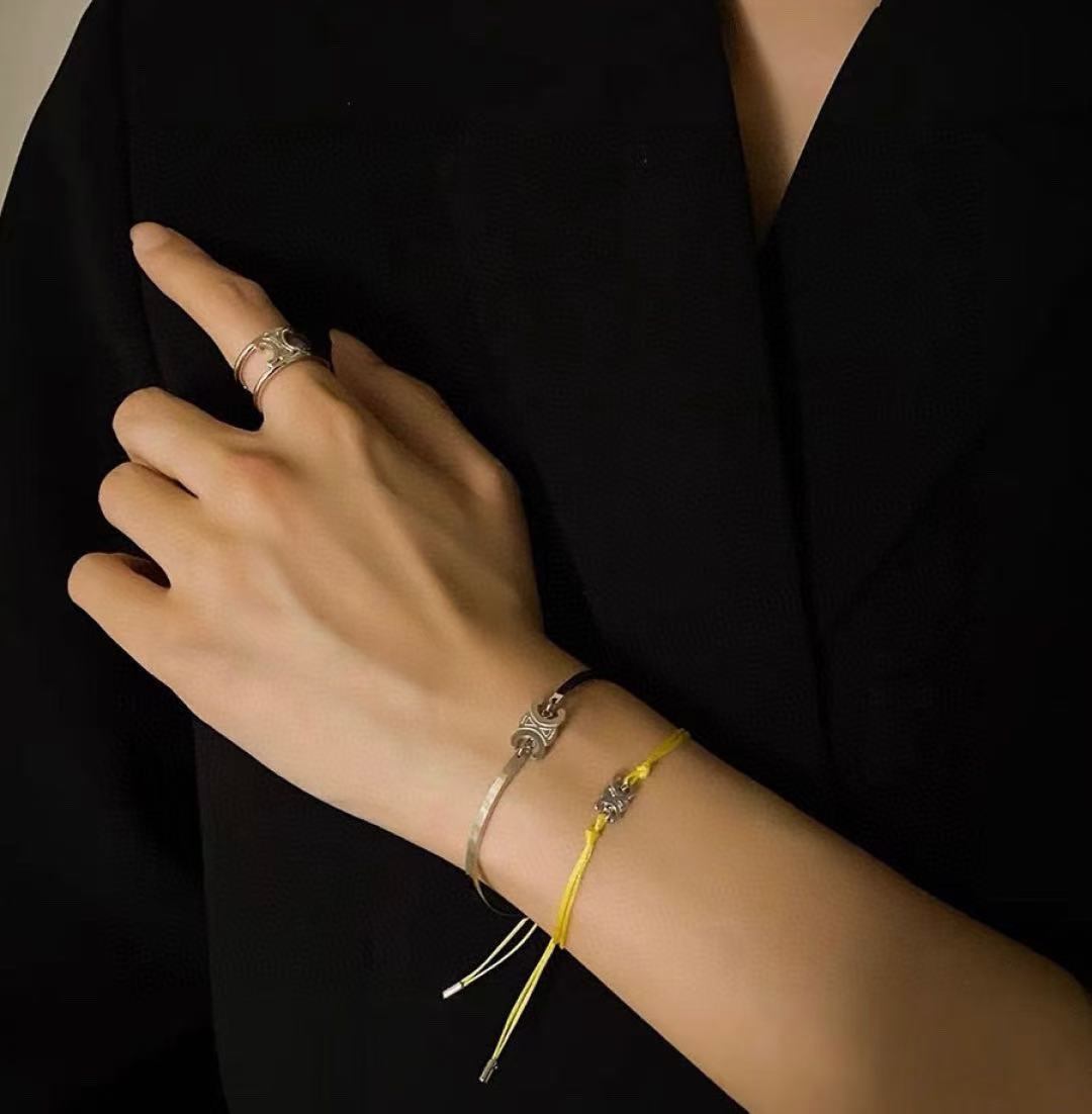 CELINE トリオンフ アーティキュレート ブレスレット / ロジウムフィニッシュ ブラス