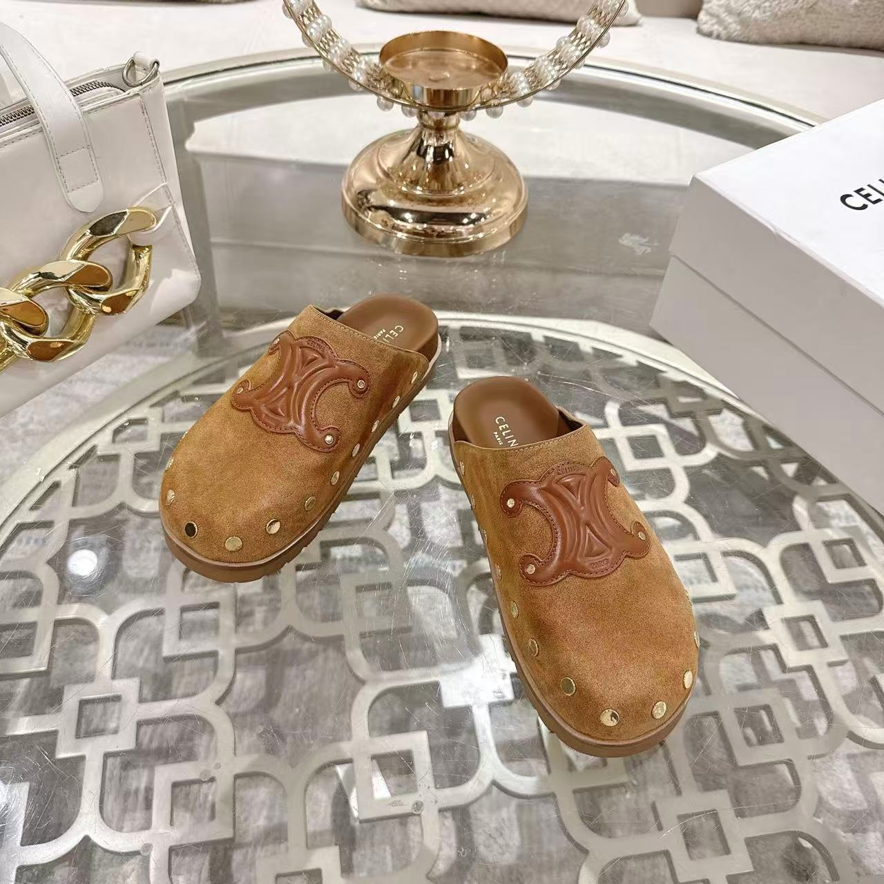 CELINE ピテア クロッグ / スエードカーフスキン