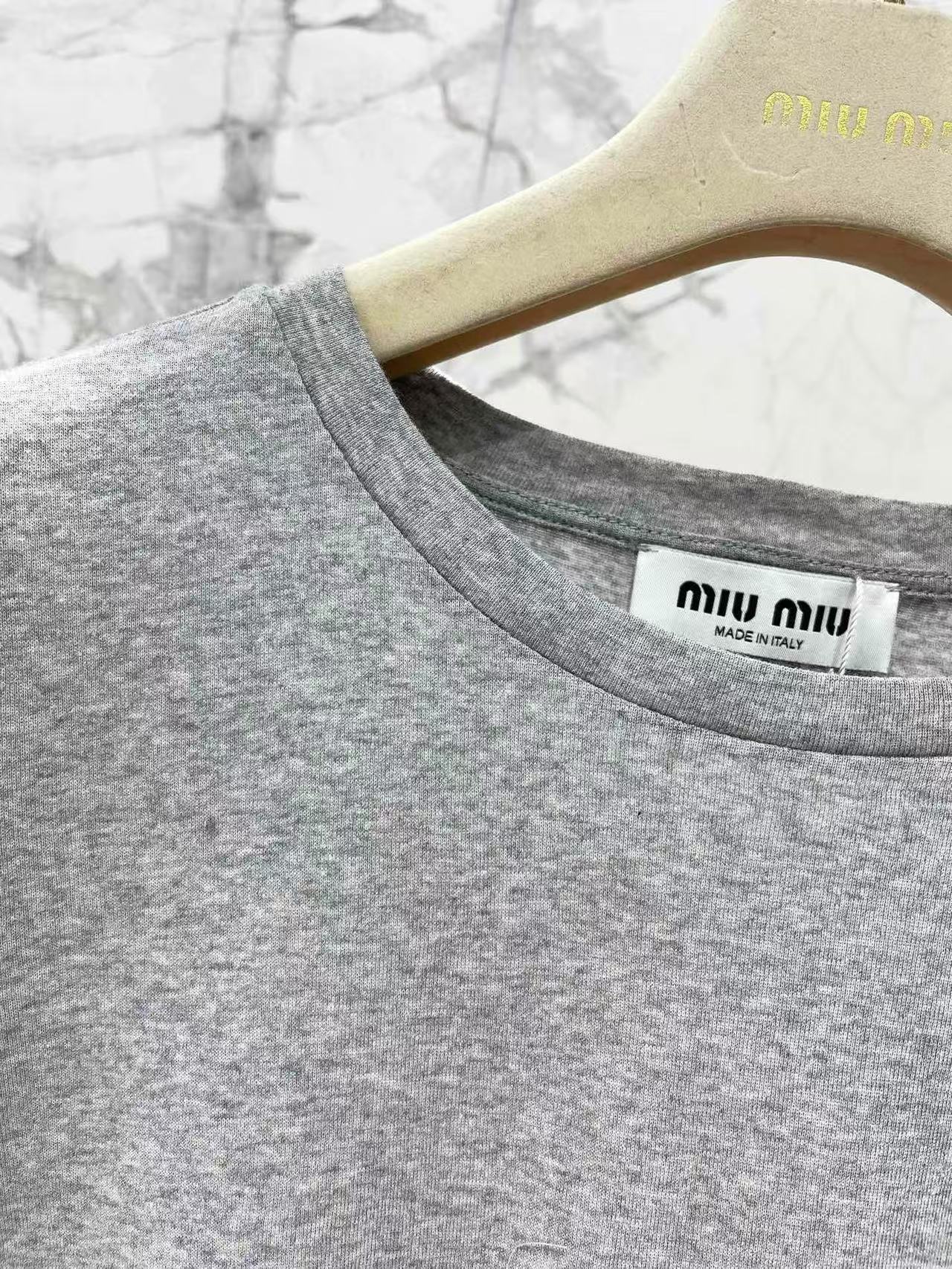 MIUMIU リブ編み ジャージー Tシャツ