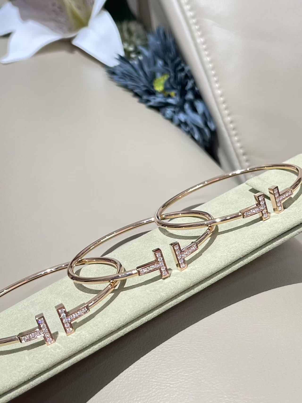 Tiffany ダイヤモンド ワイヤー ブレスレット ローズゴールド