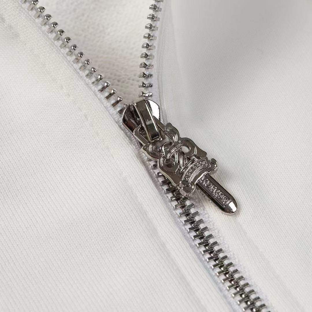 CHROME HEARTS (クロムハーツ) SWTSHRT HD ZIP 袖フローラル バックホースシュープリント ジップアップパーカー