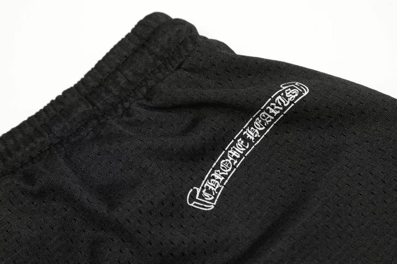 CHROME HEARTS (クロムハーツ) MESH VARSITY SHORTS CHプリントメッシュハーフパンツ ショートパンツ ブラック