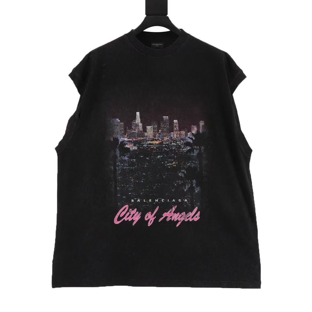 Balenciaga ブラック の メンズ CITY OF ANGELS ノースリーブ Tシャツ