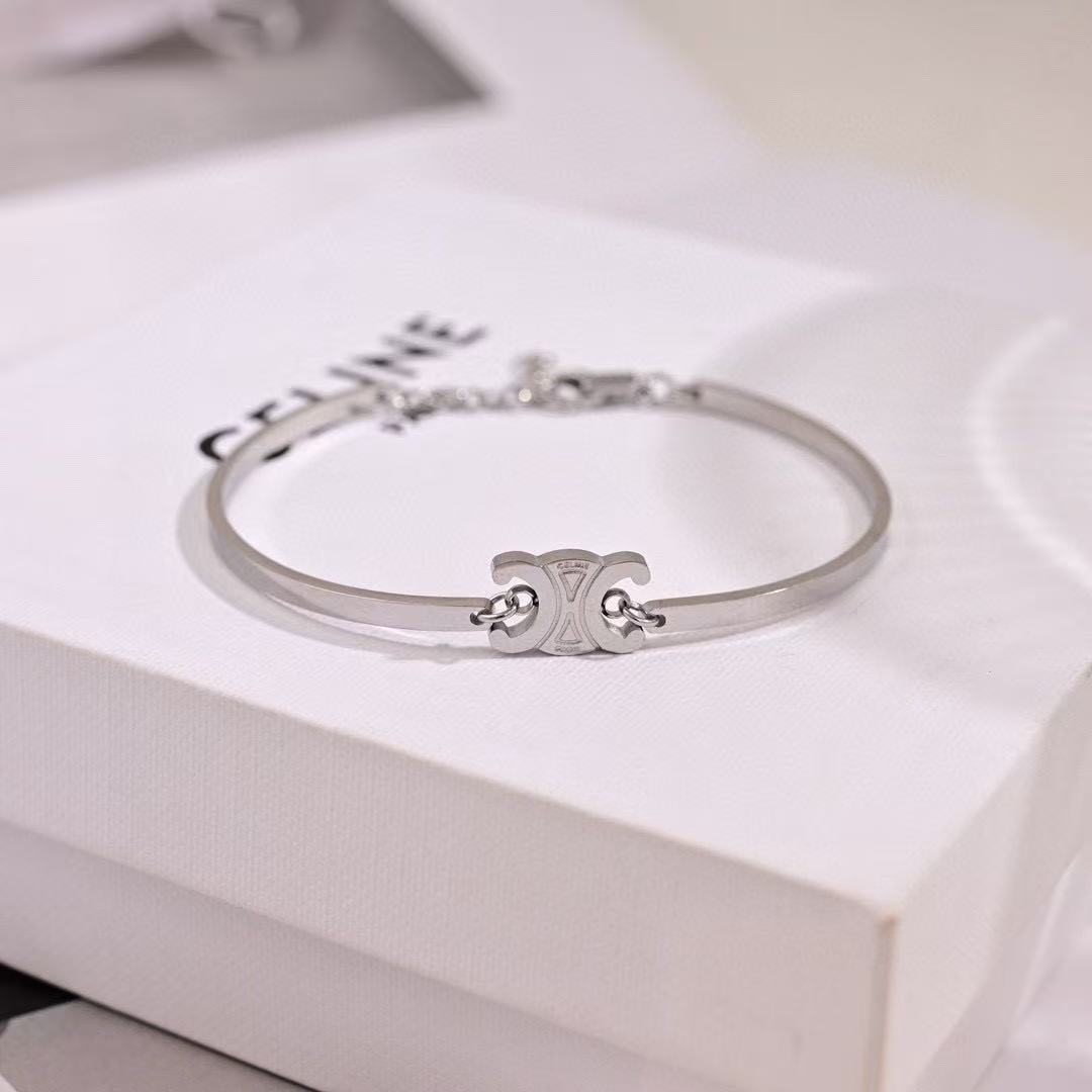 CELINE トリオンフ アーティキュレート ブレスレット / ロジウムフィニッシュ ブラス