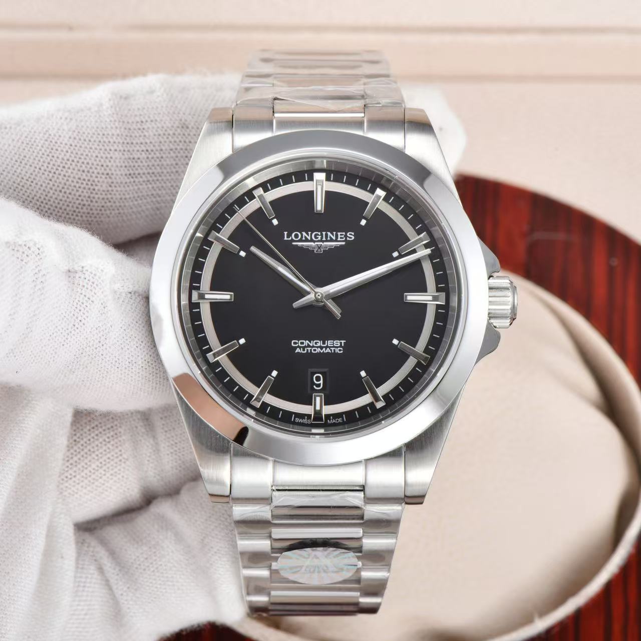 LONGINES  ロンジン  コンクエスト, L3.830.4.52.6, 自動巻 ウォッチ, Ø 41.00 mm, ステンレススティール.