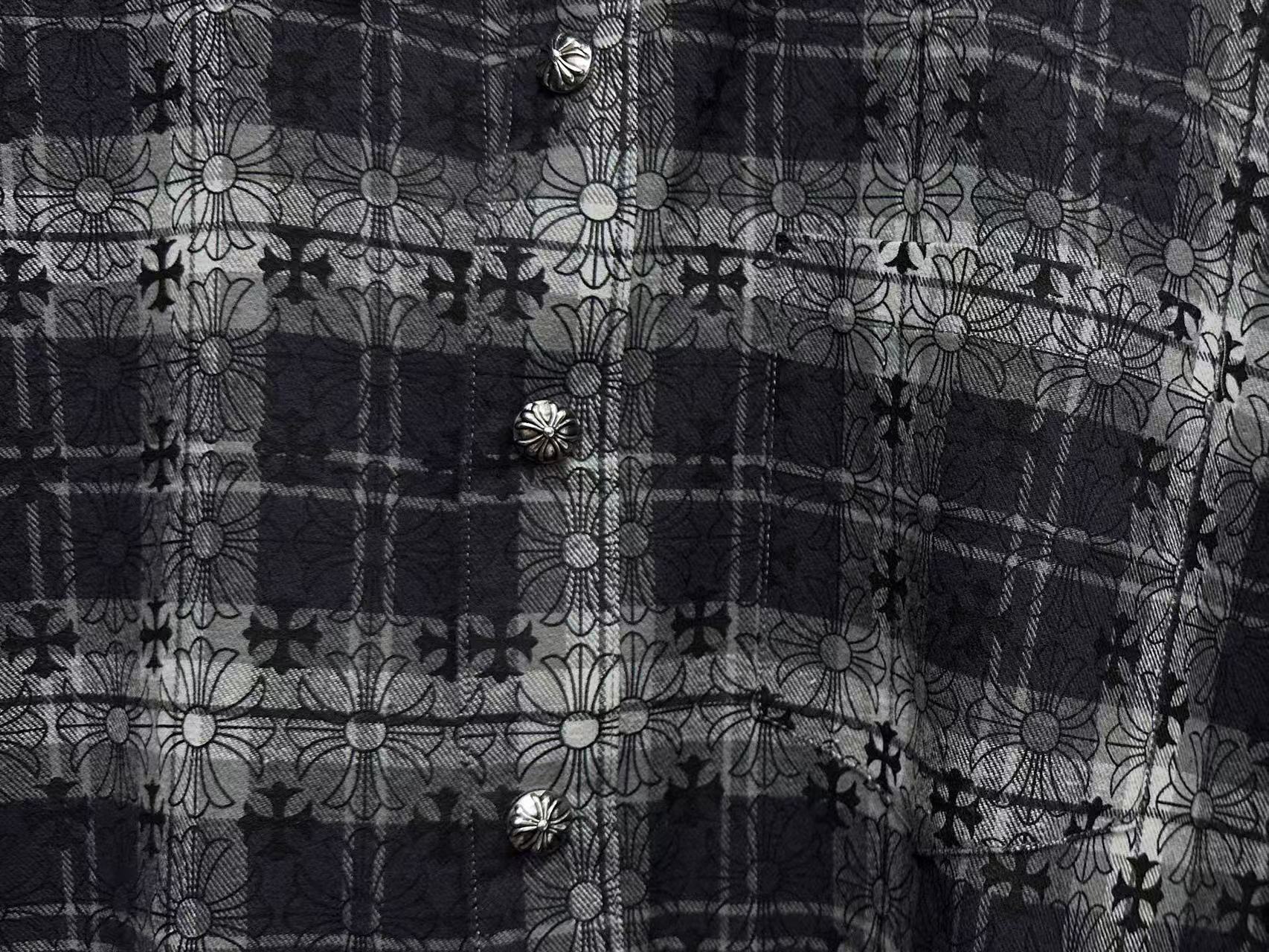 CHROME HEARTS クロムハーツ LOOSEENDS CHプラス 総柄 チェック ネルシャツ