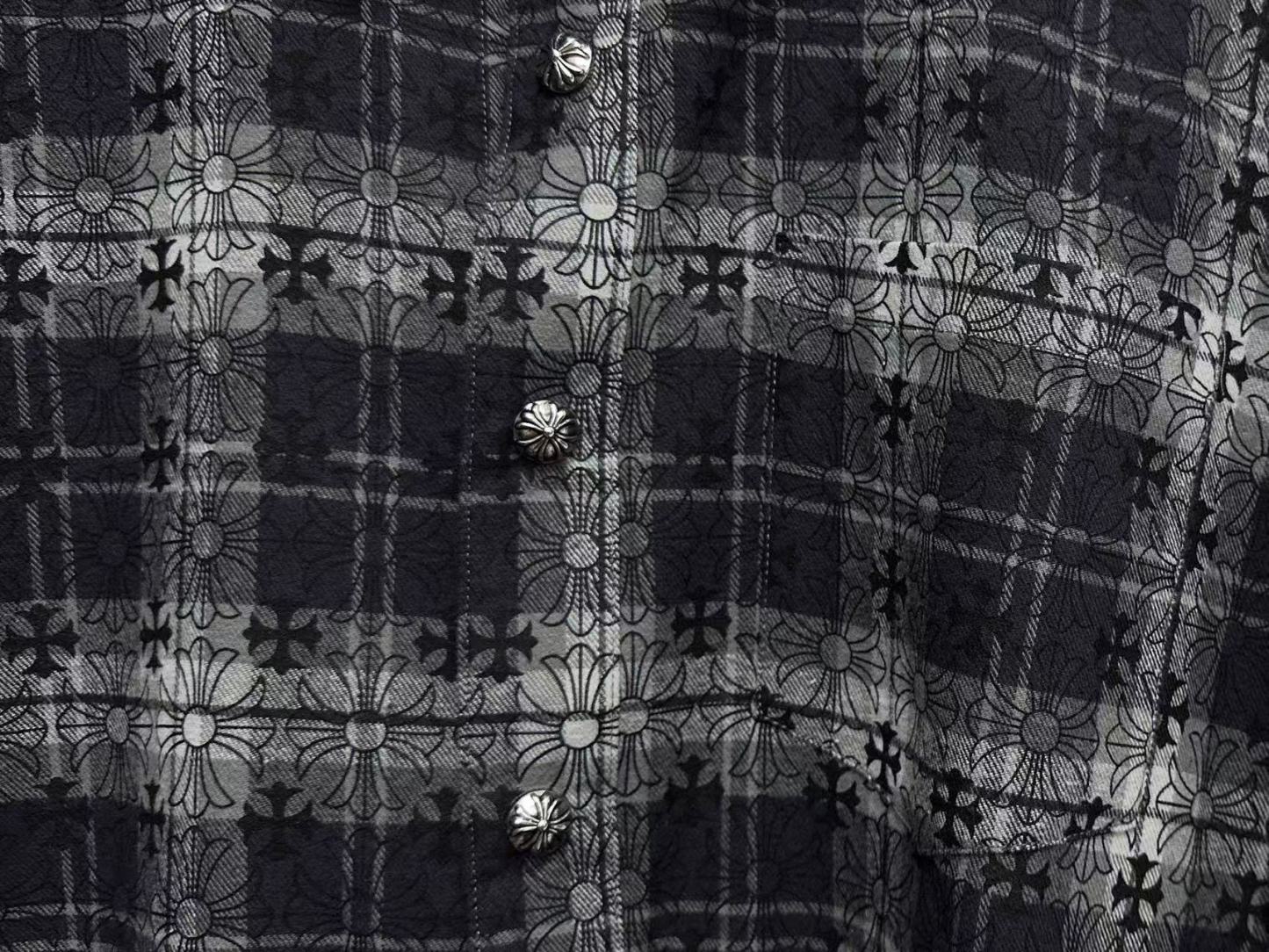 CHROME HEARTS クロムハーツ LOOSEENDS CHプラス 総柄 チェック ネルシャツ