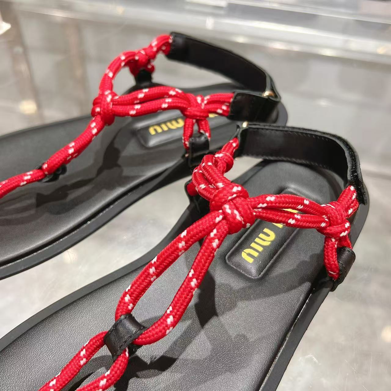 miumiu Riviere コードxレザー サンダル