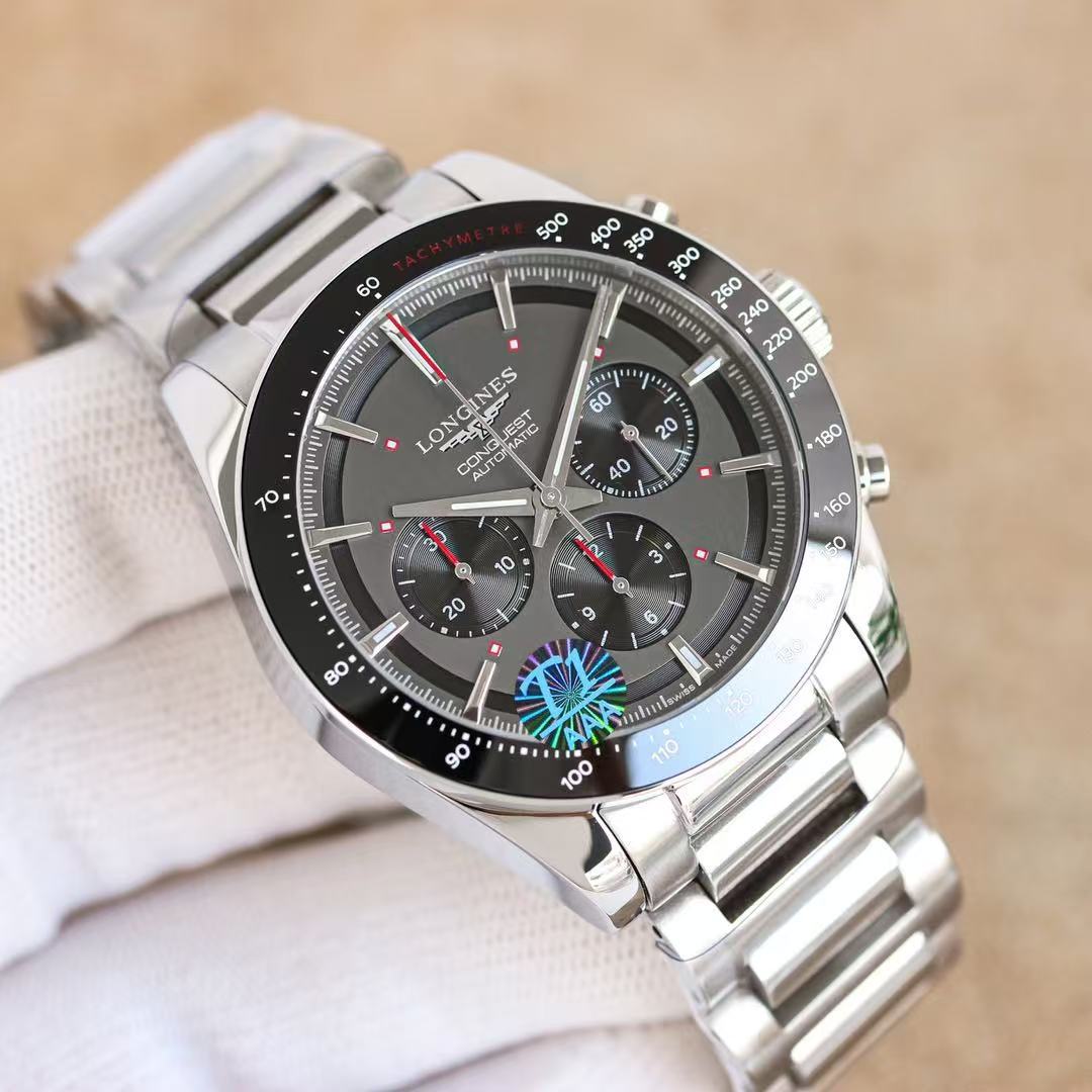 LONGINES  ロンジン  CONQUEST CHRONO SKI EDITION, L3.836.4.52.9, 自動巻 ウォッチ, Ø 42.00 mm, ステンレススティールとセラミック.