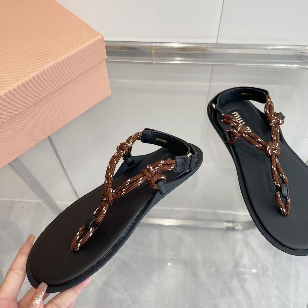 miumiu Riviere コードxレザー サンダル