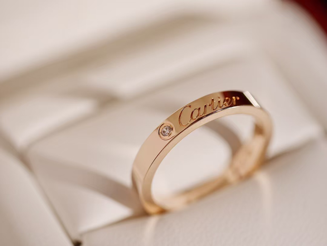 Cartier ドゥ カルティエ ウェディングリング、幅3mm ダイヤモンド1石