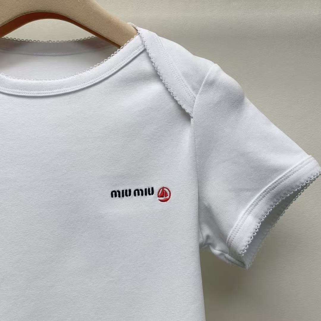 Petit Bateau X Miu Miu ストレッチジャージー スリムTシャツ