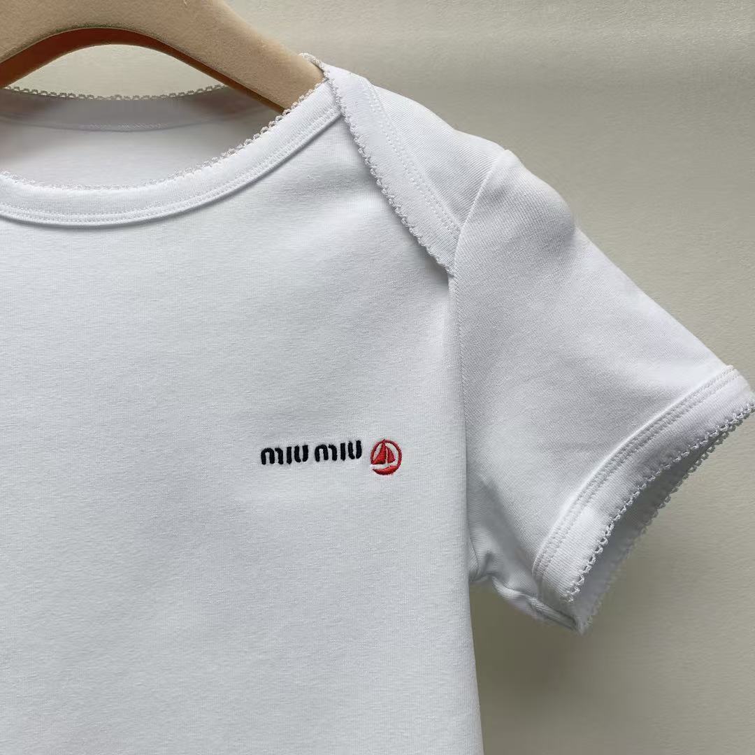 Petit Bateau X Miu Miu ストレッチジャージー スリムTシャツ